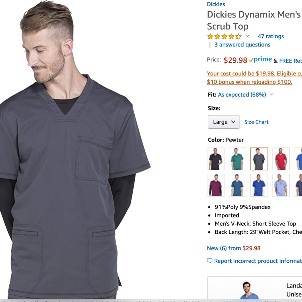 Brand New Men's Dickies Dynamix scrub set